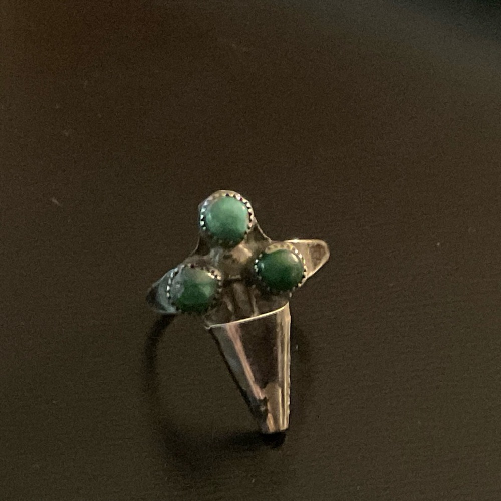 Elegant Silver Ring with Green Stones